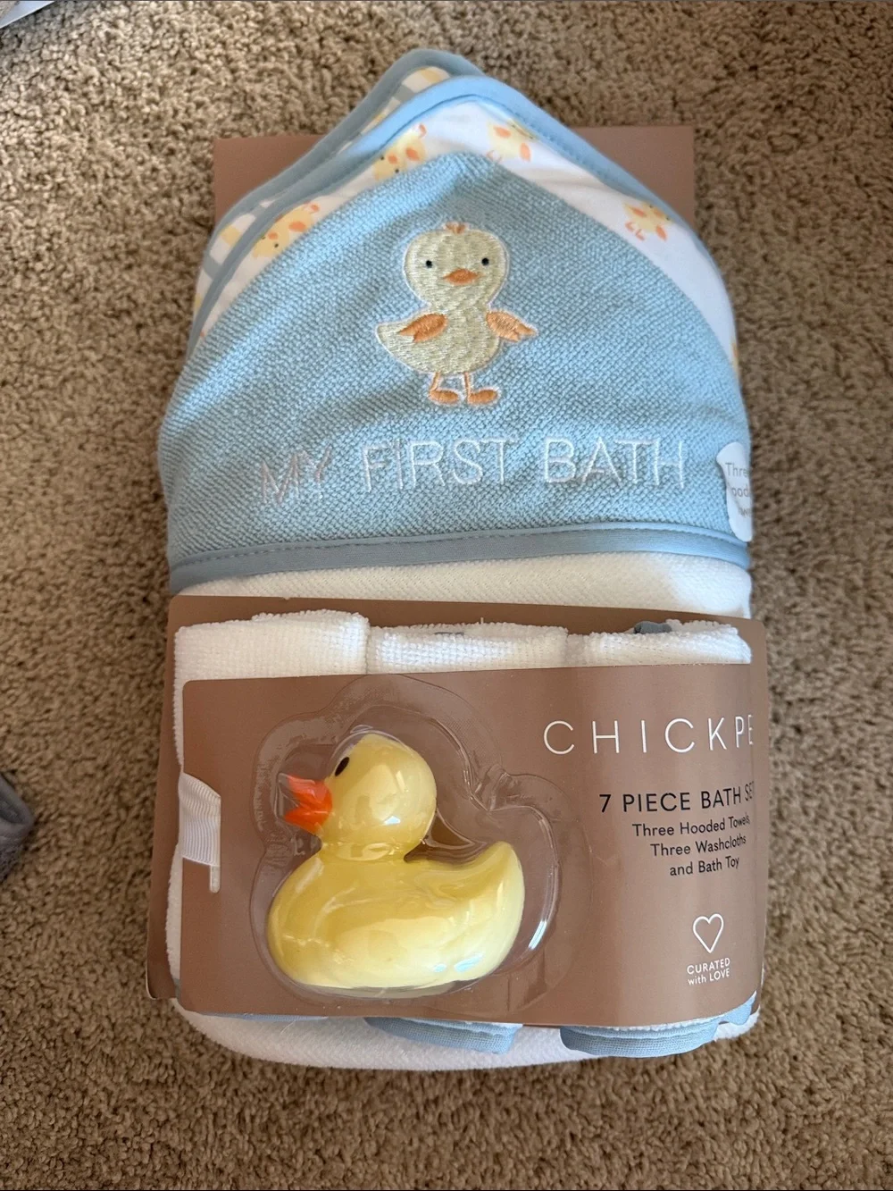 chick pea Light Blue Duck 7-Piece Baby Bath Gift Set